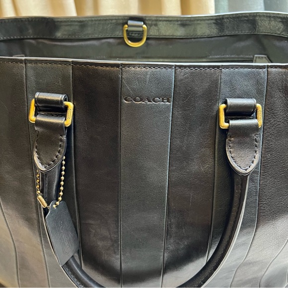 Limited Edition Coach Bleecker in Bar Stripe (Navy/Black) Leather F71213 - Picture 4 of 11